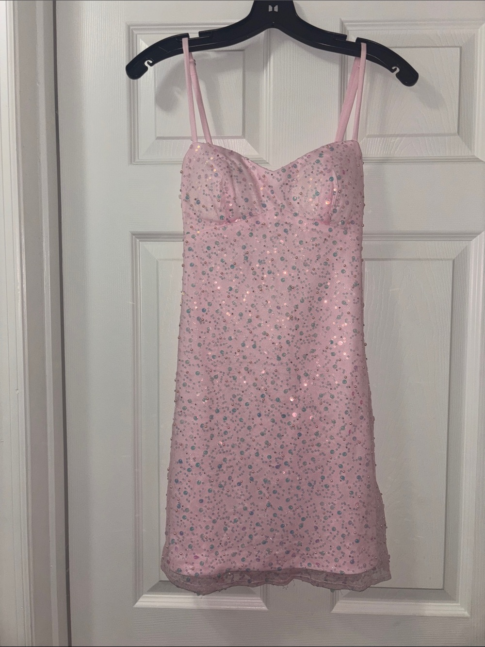 Homecoming Pink Sequin Slip Dress - Juniors Formal or Semiformal Dress